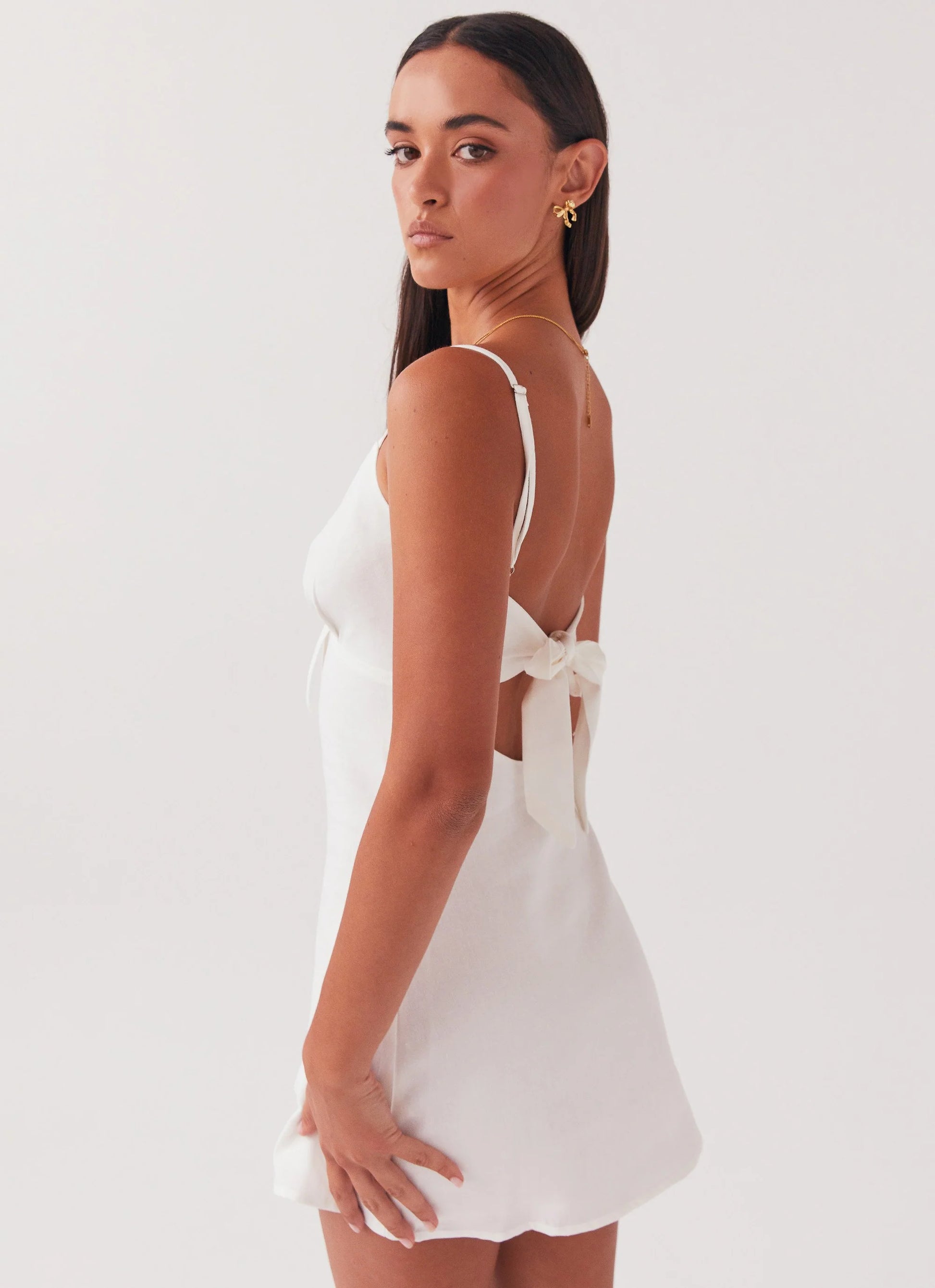 Linen Mini Dress - White