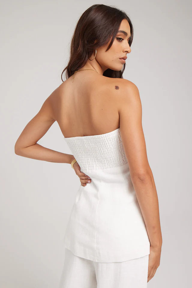LINEN STRAPLESS TOP WHITE
